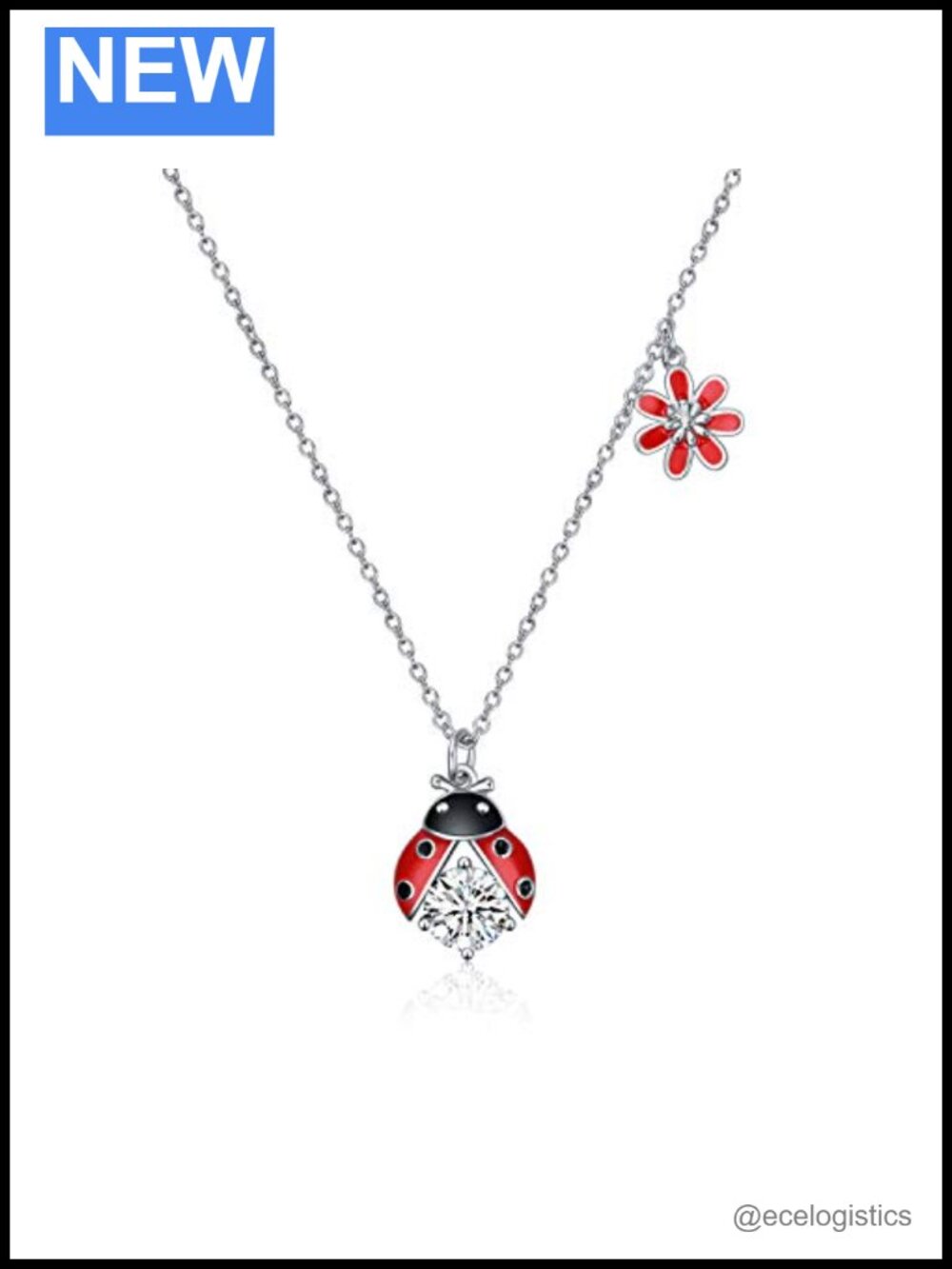 Sterling Silver Ladybug Pendant Necklace 18 Inch Cable Chain Gift for Her